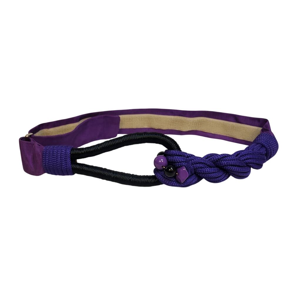 Vintage Carolyn Tanner Design Women Purple & Black Braided Waist Belt-Size Small